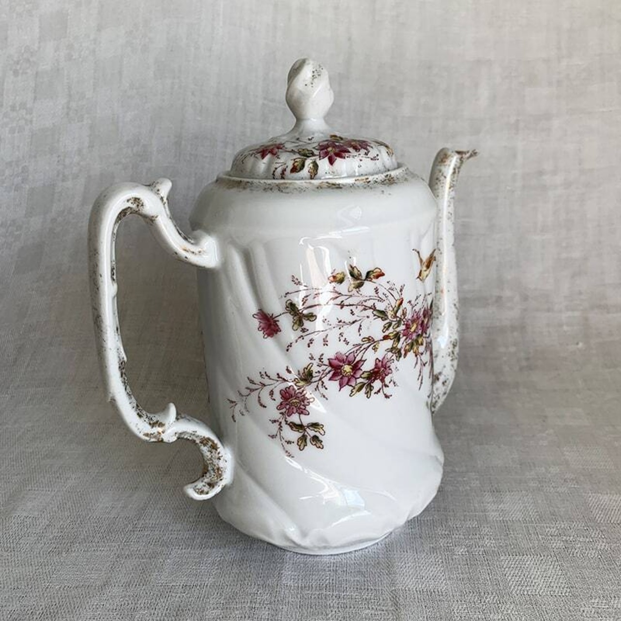 リモージュ ティーポット 野花に小鳥 大きなミルクピッチャー Limoges 18TWa1