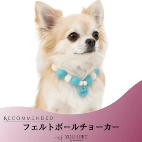 フェルトボールチョーカ―／Lサイズ：首回り30～38cm／顔回り42cm以下