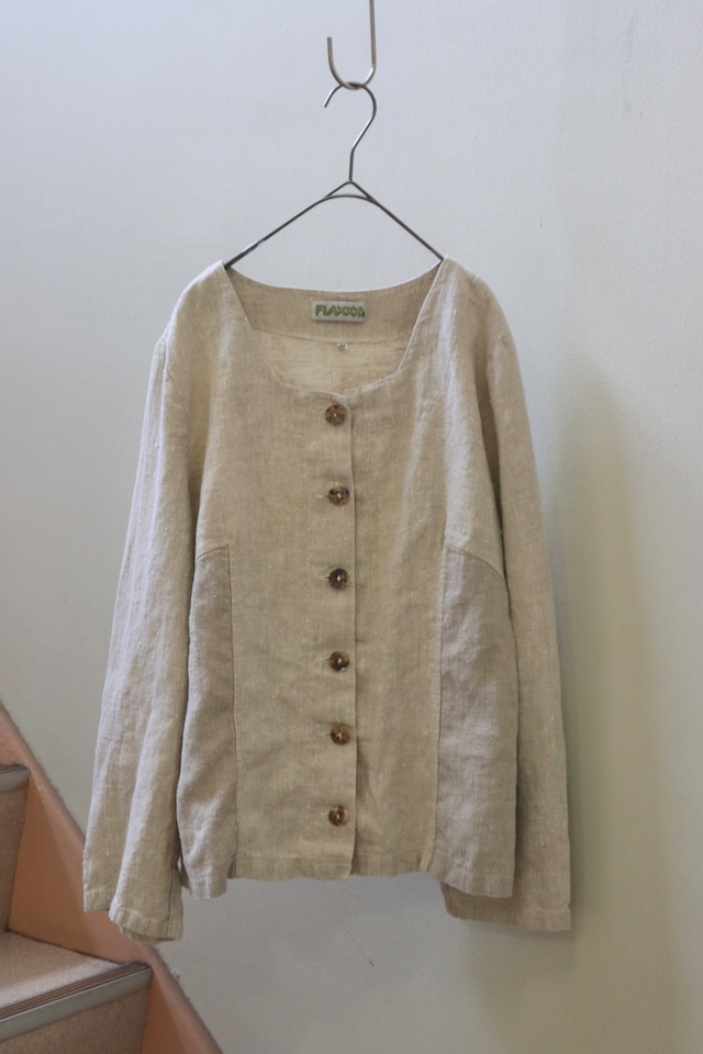 90s FLAX linen square neck jacket