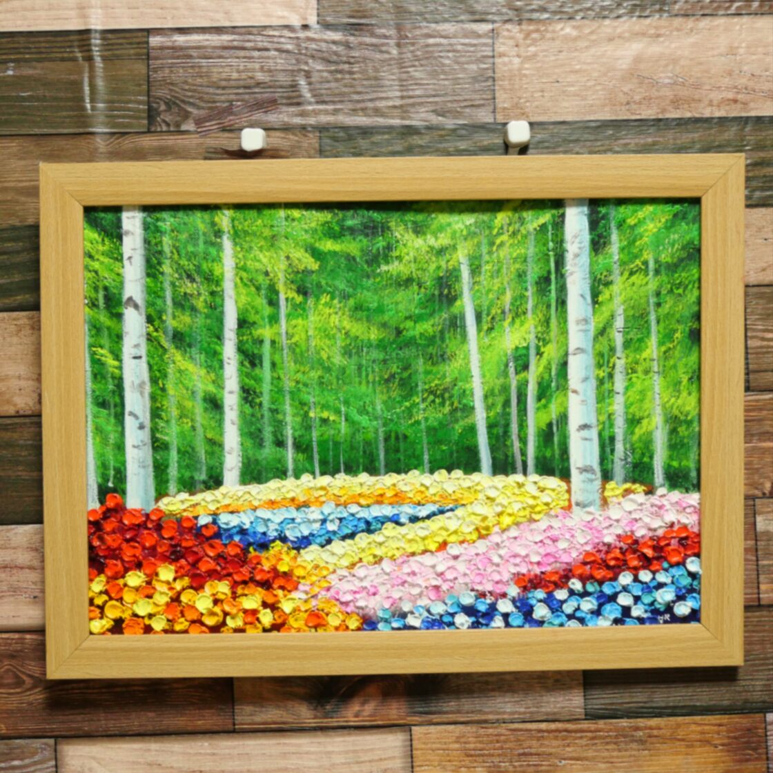 油絵 絵画 【白樺の花畑】 | Pay ID