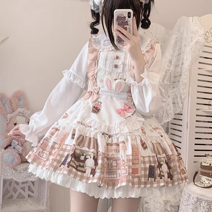 ゆめかわ♡全2カラー エプロン付きロリィタJSK wanpi79☆ | ゆめ ゆめかわ♡全2カラー エプロン付きロリィタJSK wanpi79☆ | ゆめ