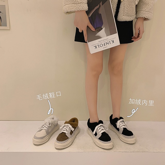 ウィンターレッドカジュアル 靴 シューズ レース 冬物 ラウンドトー レースアップ フェイクシューズ73241288737