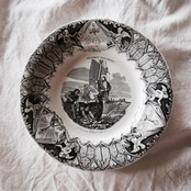 1850s Creil et Montereau 6人の天使と聖人たちのプレートc クレイユモントロー