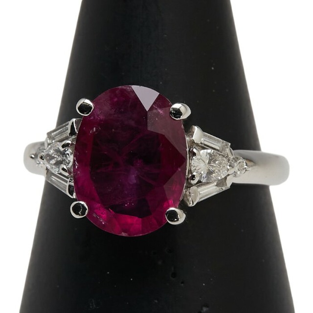 Pt900 プラチナ ルビー3.31ct ダイヤ0.32ct リング 指輪 レディース 14号 【中古】