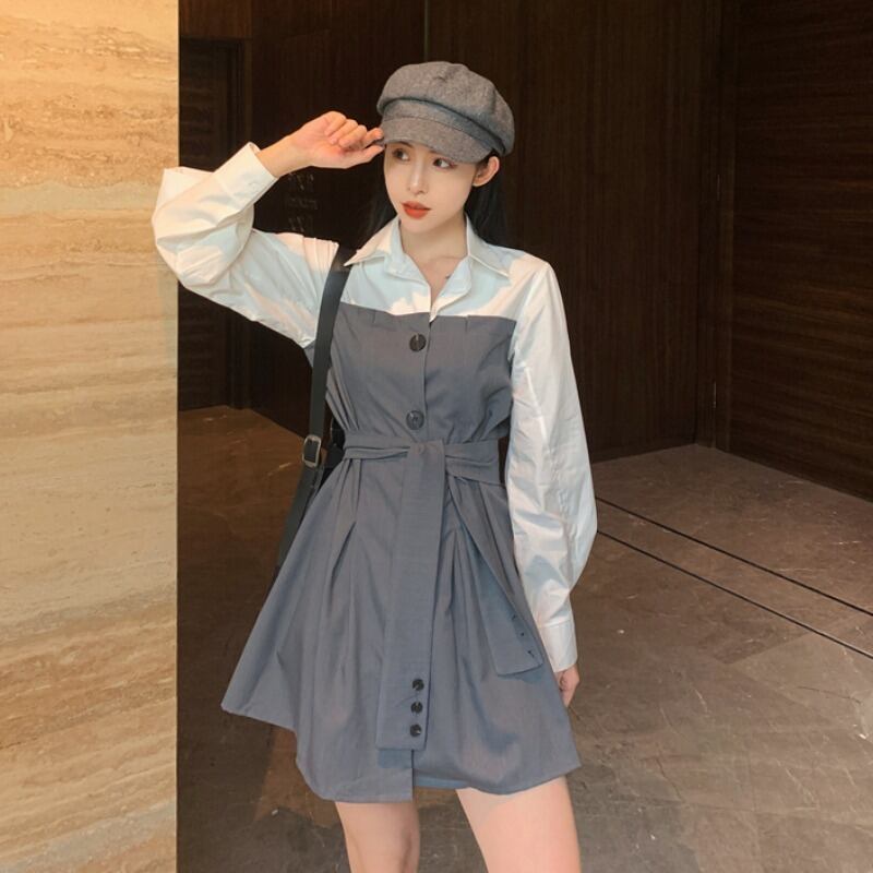 スプリングドレス スタイルウェストスリムスカート ロング 春物 ステッチ 1号婦人97606750252