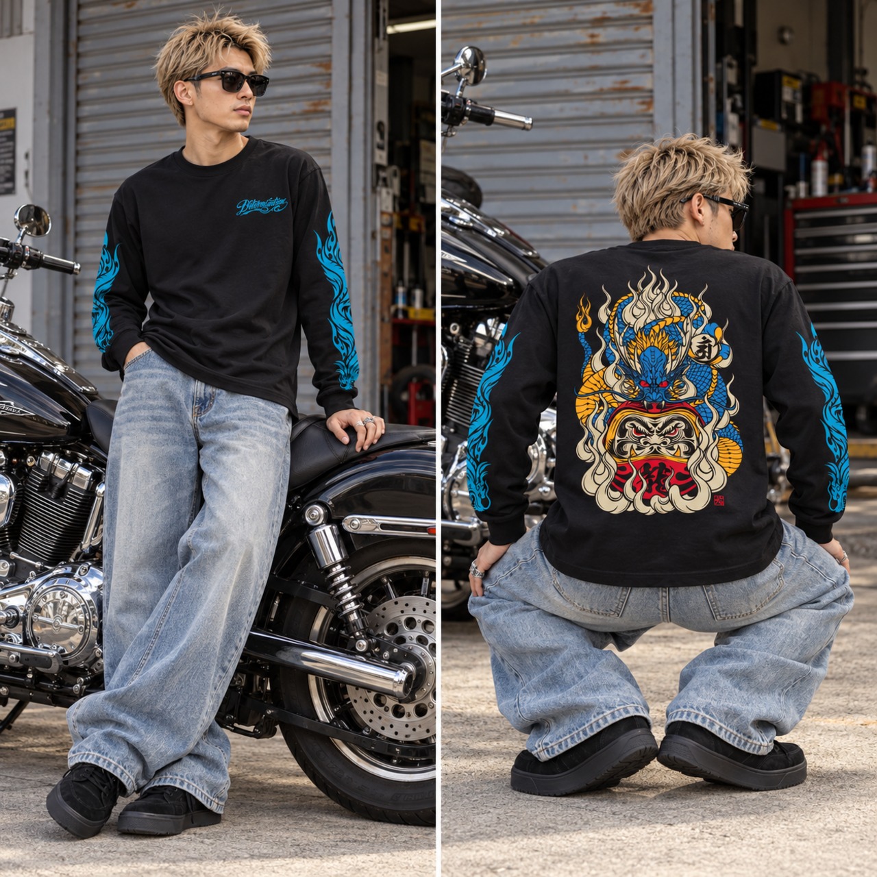 龍神 L/S TｰShirt (Black)