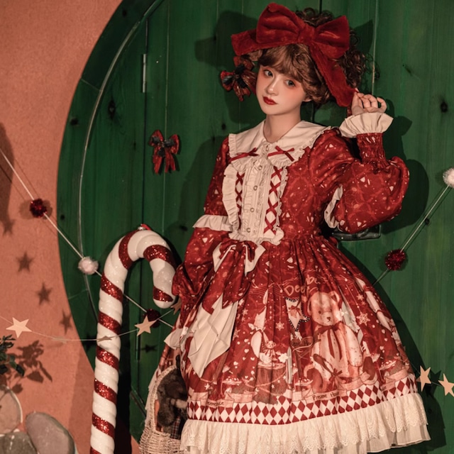 ロリータファッション通販 SEASONZ ワンピース クリスマス パーティ ガーリー 甘め ロマンティック ゆめかわ ロリータファッション lolita