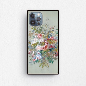 【ピエール＝オーギュスト・ルノワール 】～バラの花束（1879年）～ 絵画スマホケースiPhone用 全機種対応 強化ガラス製