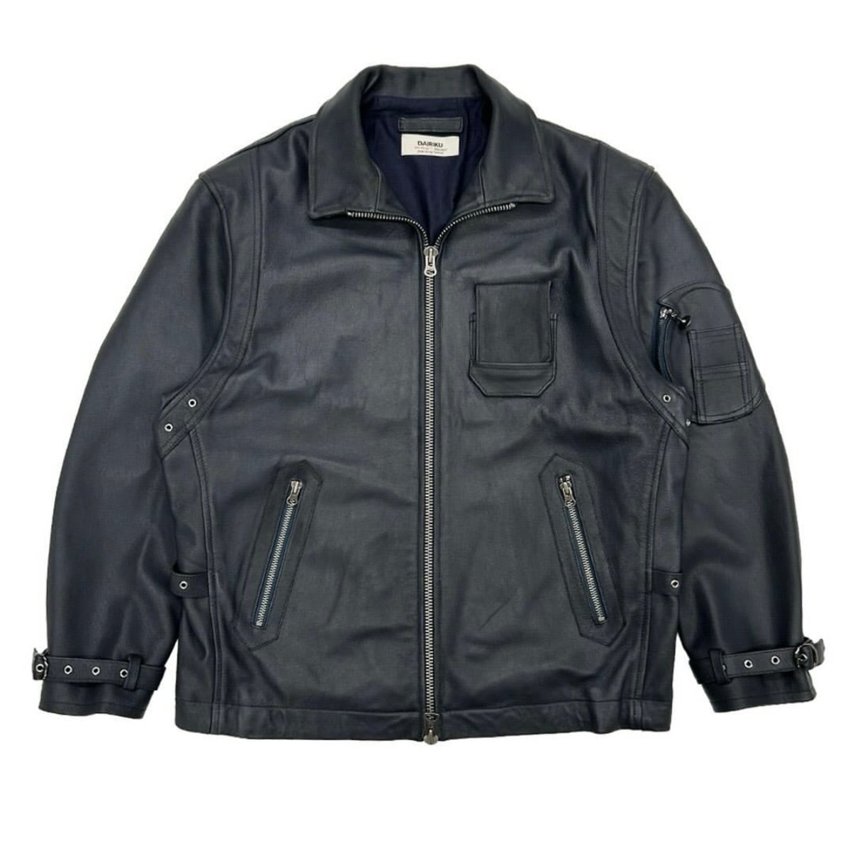 DAIRIKU | Millitary Leather Flight Jacket | Navy×Black | HOWDAY