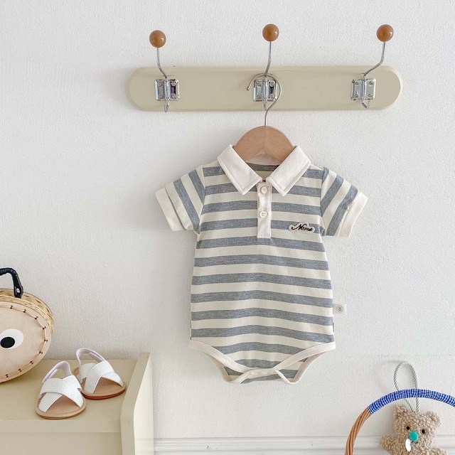 【BABY】英字ロゴベーシックポロカラー半袖ロンパース - 10