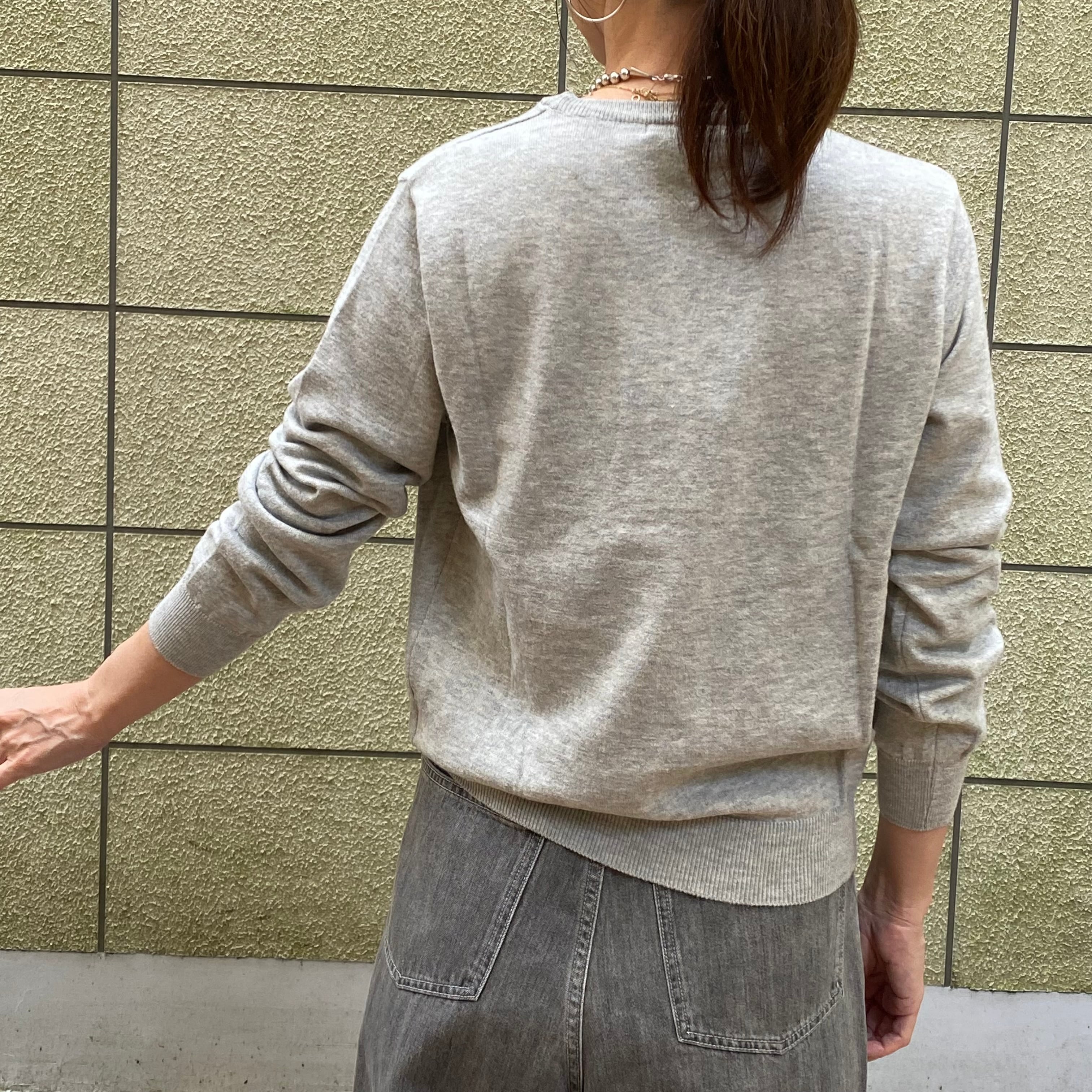 TRANOI/ワンポイント虎刺繍カラーニット〔グレー/ネイビー〕 | 20ｰtwentyｰ