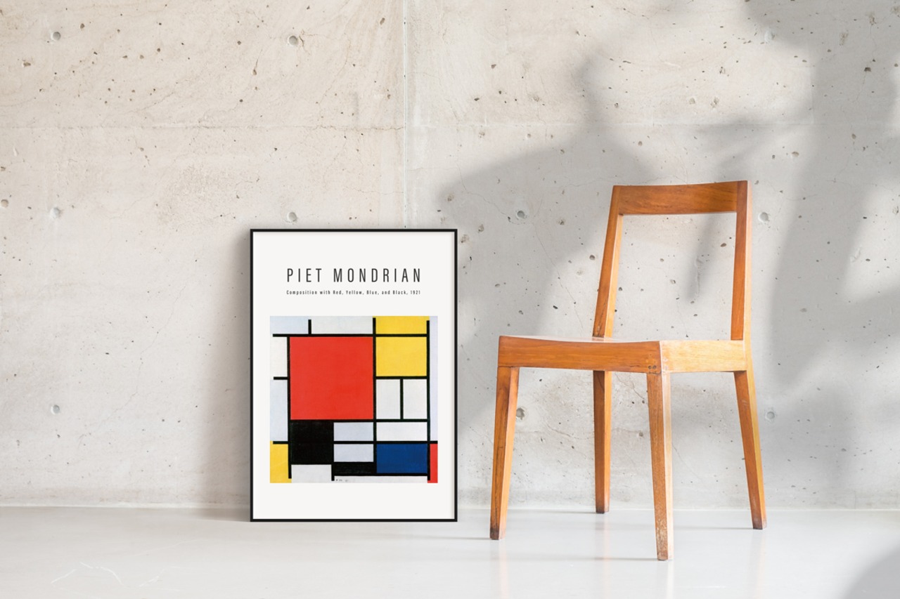 ピート・モンドリアン 赤、青、黄のコンポジション アートポスター 名画 絵画 アートパネル AP190 - 3