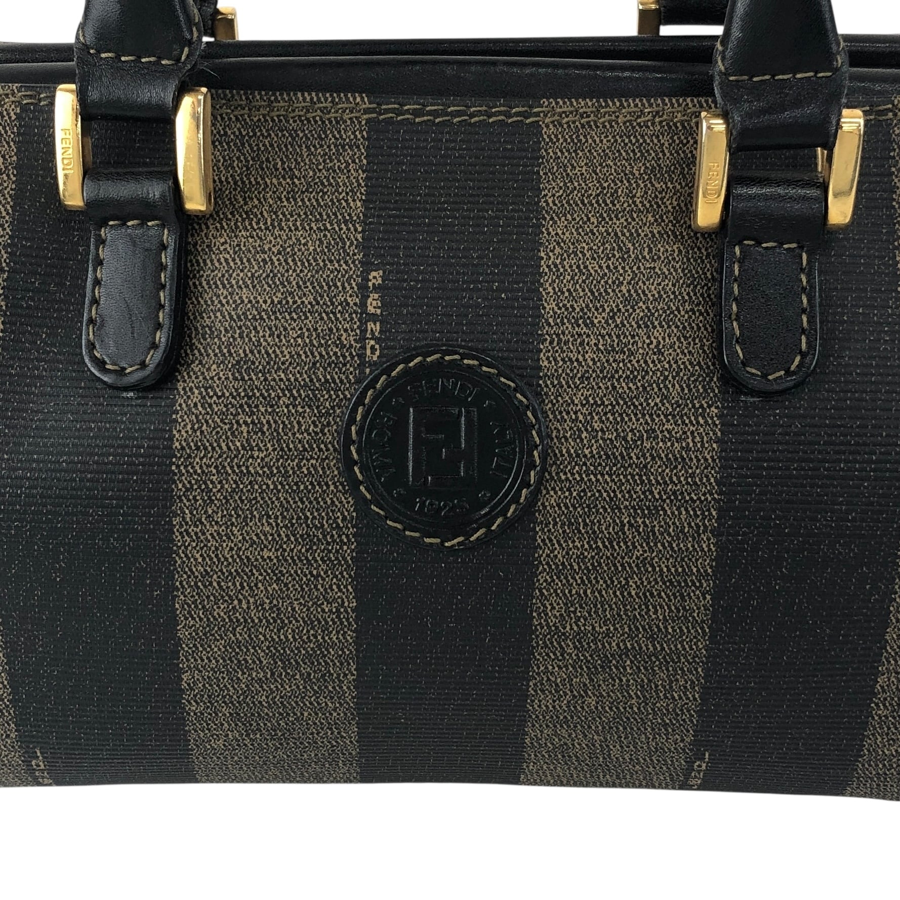 FENDI フェンディ ペカン柄 ハンドバッグ ブラック PVCレザー 2WAY