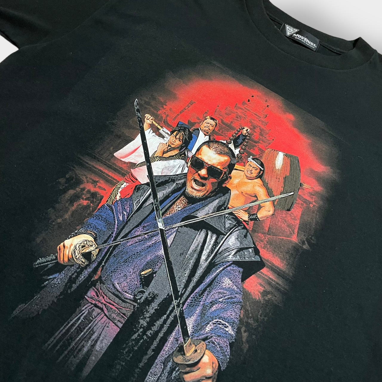 【ARISTRIST】希少 サイン入り パチンコ 江戸の始末屋 プロレス Tシャツ 蝶野 棚橋 天山 中西  ロゴ バックプリント アドバタイジング HEIWA アリストトリスト 新日本プロレス 半袖 us古着