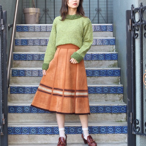 EU VINTAGE DESIGN NECK KNIT HANDLOOMED IN IRELAND/ヨーロッパ古着デザインネックニット