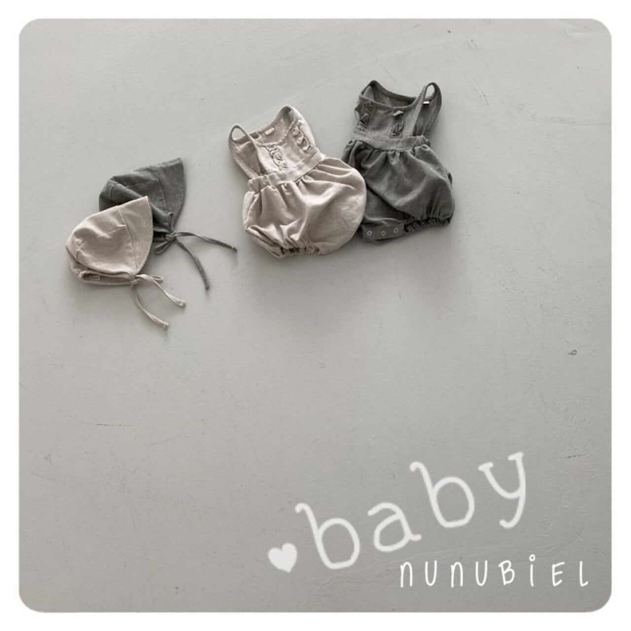 予約⌇nunubiel / Twill romper bonnet set (baby)