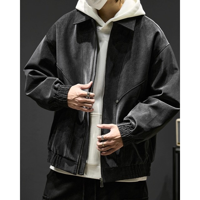 ヒップ丈 長袖 ジップアップ ジャケット　◆３col　E0001