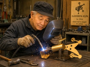 机の上の小さな勉強家「ガリベン君」｜金属製ペンスタンド・読書オブジェ