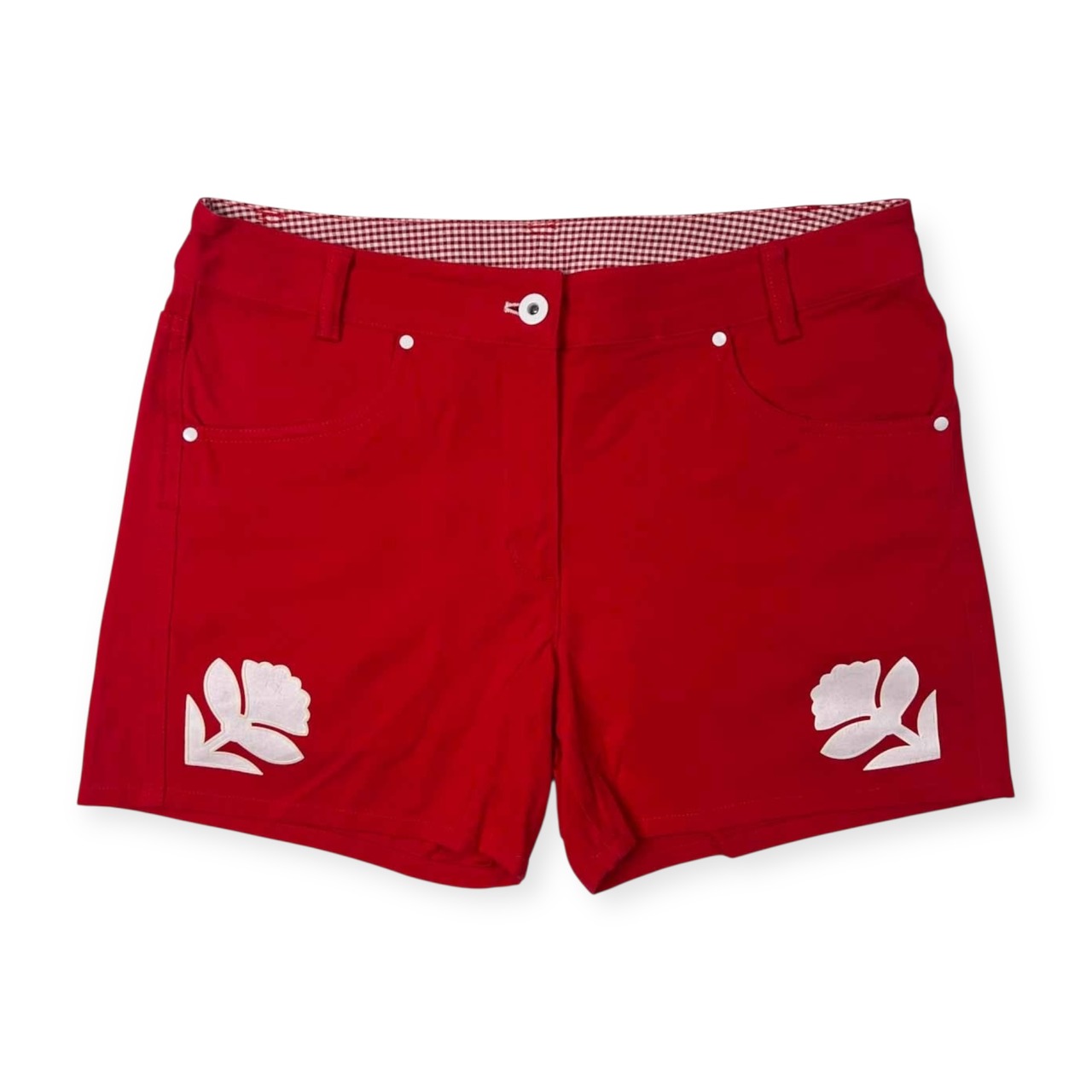 Callaway キャロウェイ 花柄入り ゴルフ ショーツ ショートパンツ ストレッチ サイズ L /レッド/レディース