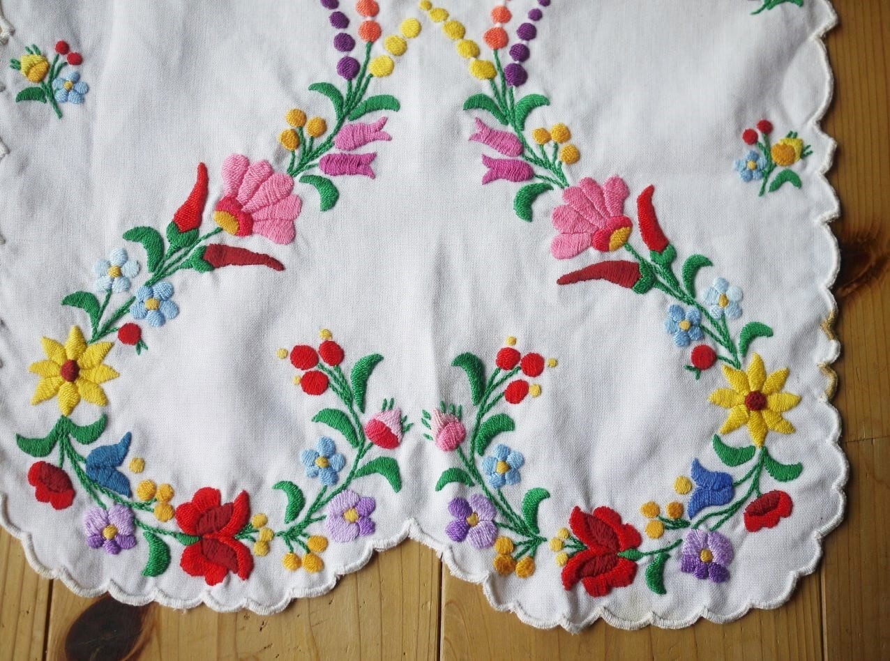 ハンガリー カロチャ刺繍 ブラウス 手刺繍 花刺繍 ブラウス 民族衣装