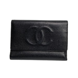 CHANEL シャネル 3つ折り財布 キャビアスキン ブラック 6番台 6922-202204