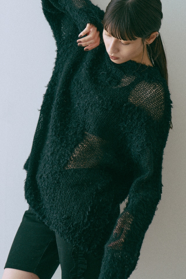 Poodle Shaggy Intarsia Pullover Knit