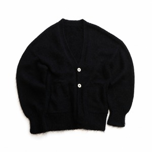 先行オーダー )2026 AW　id original : id-KN-02 KID MOHAIR JUMPER (CARDIGAN TYPE)  C/# BLACK "MONO" SIZE L , XL