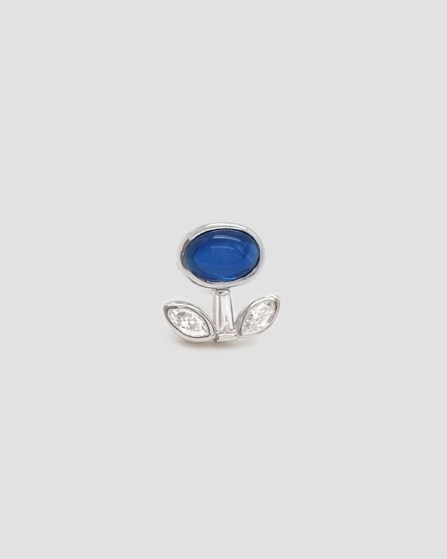 Pt900/SV Gem Drop Brooch Flower Sapphire