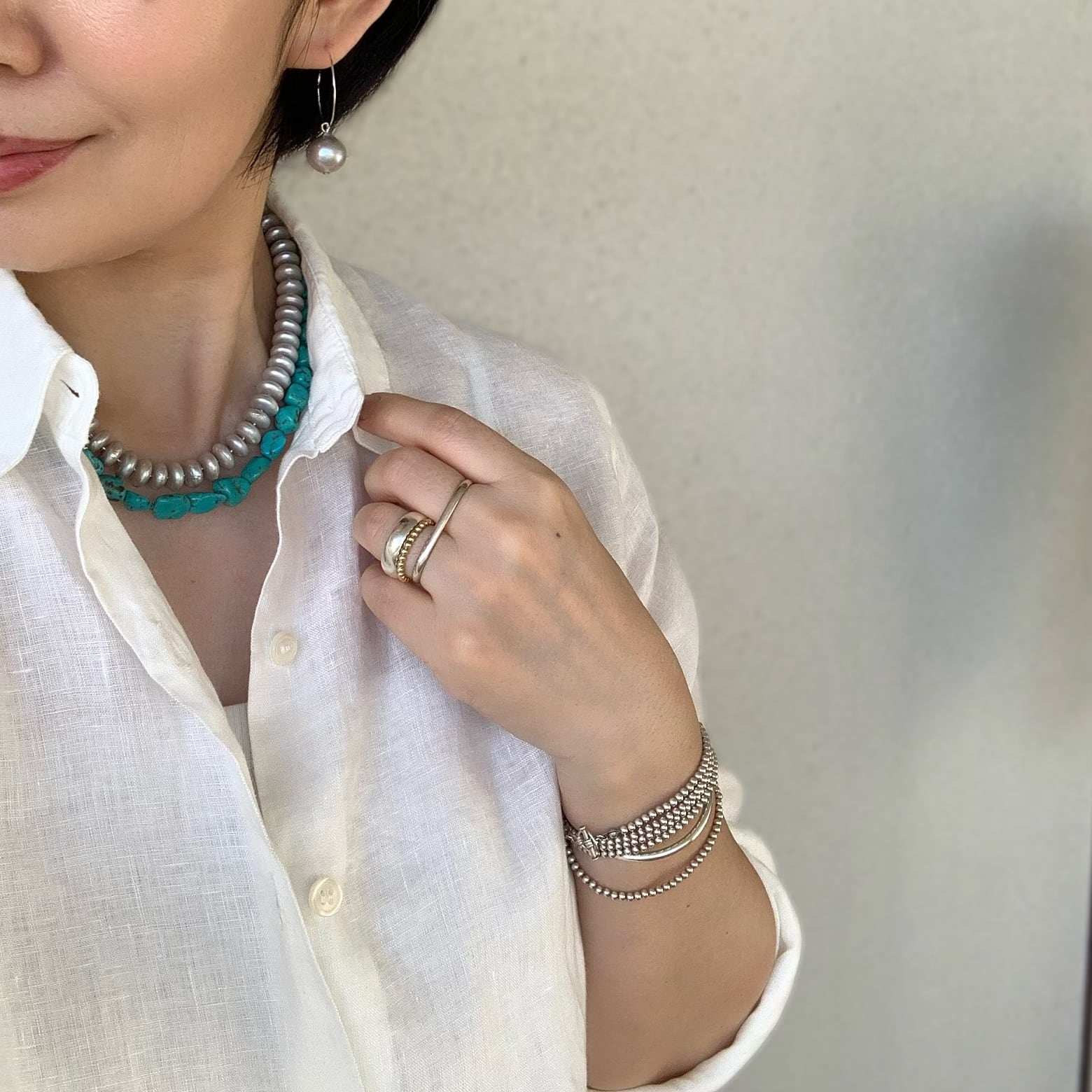 ターコイズ大粒ネックレス | 上品なアクセサリー | こだわり素材・重ね