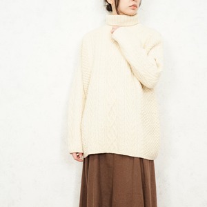 USA VINTAGE CLASSIQUES ENTIER CABLE DESIGN HIGH NECK OVER KNIT/アメリカ古着ケーブルデザインハイネックオーバーニット