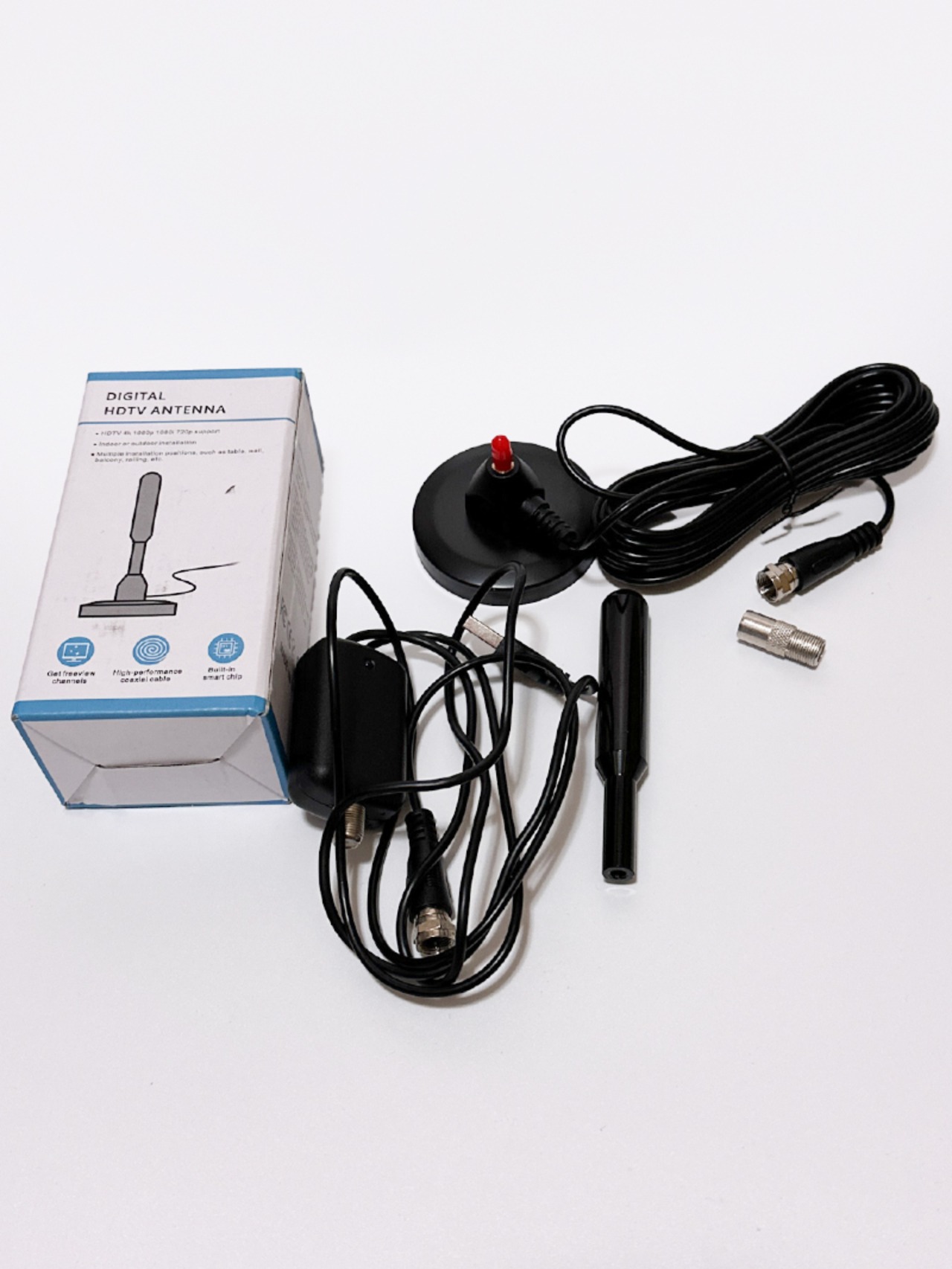 テレビ 室内 アンテナ HDTV 4K 120KM受信範囲 地デジ 360度全方位受信 高感度 全種テレビ対応 5ｍケーブル USB式 UHF VHF