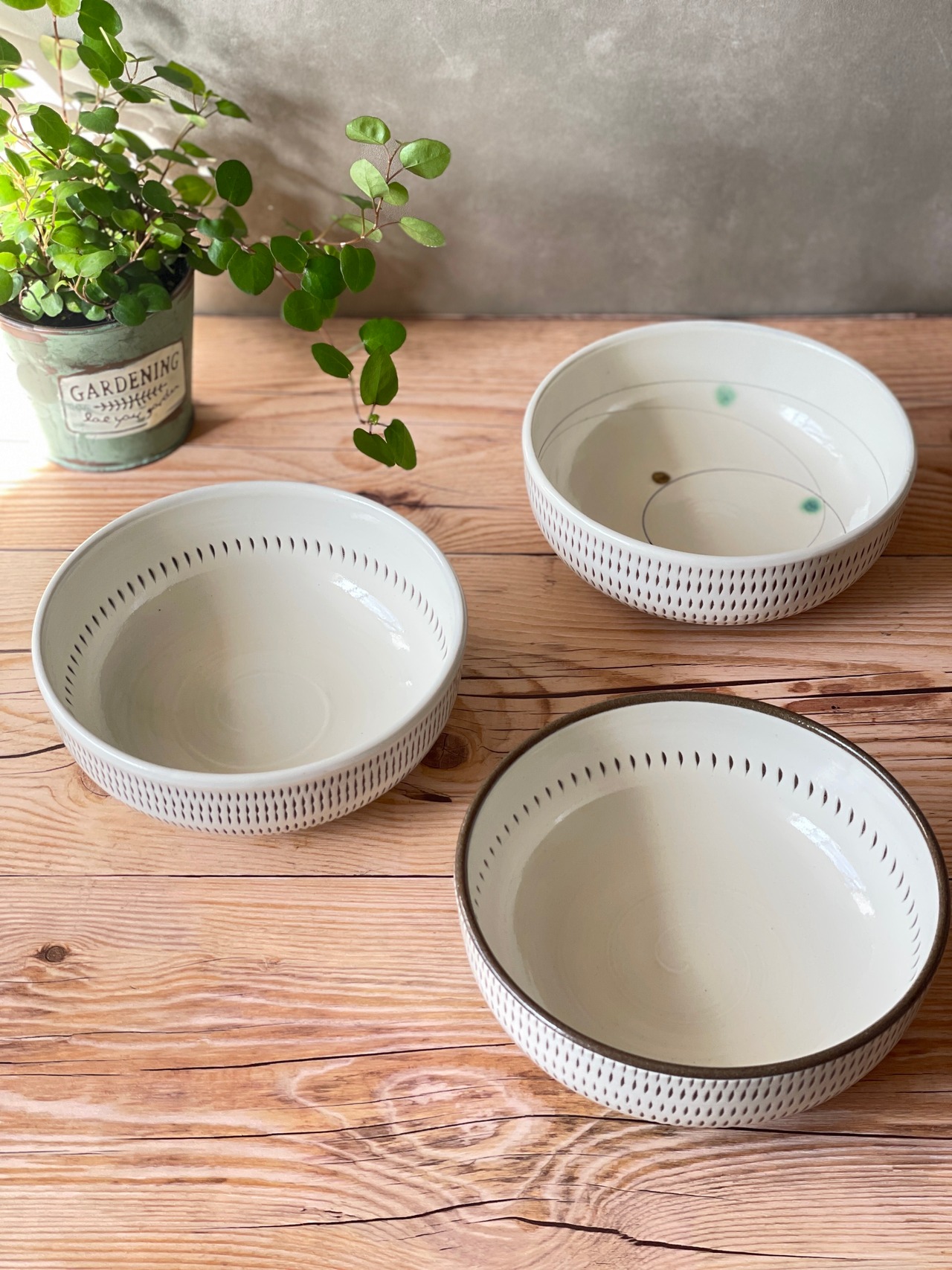 小石原焼　蔵人窯　中鉢　とびかんな　縁白　④　[29-463]