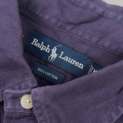 90s Ralph Lauren ラルフローレン ハーフボタン BD ボタンダウン ピケ 半袖シャツ M/くすみパープル系 メンズ ビンテージ