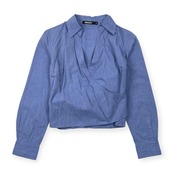 DKNY ダナキャラン ラップ 長袖シャツ トップス 4/ブルー レディース