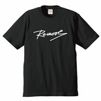 Remoosロゴ入り シンプルシャツ（黒服×白デザイン/前面のみ）