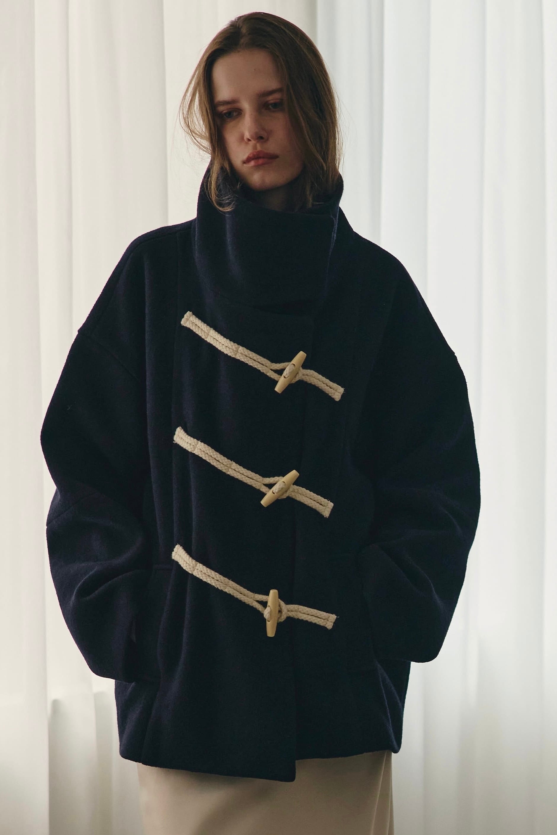 stand collar duffle coat スタンドカラーダッフルコート Navy