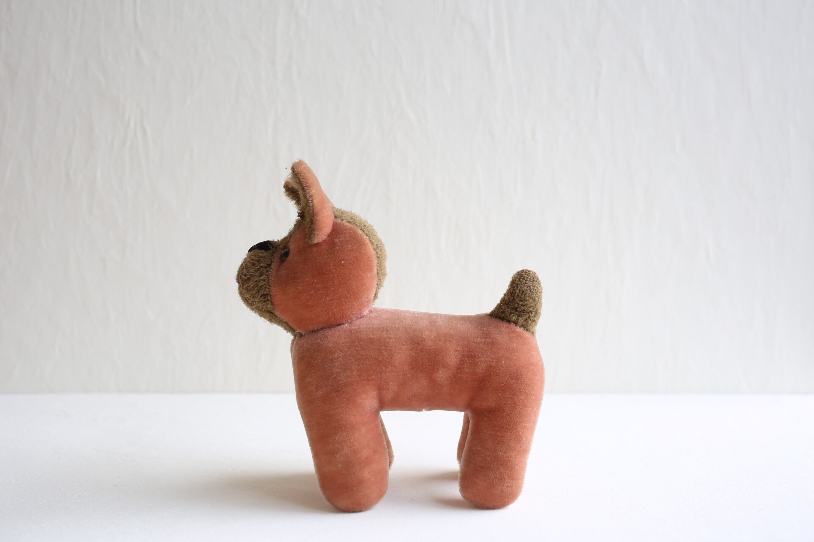 フランス アンティーク ヴィンテージ イヌのぬいぐるみ ローズカラー N