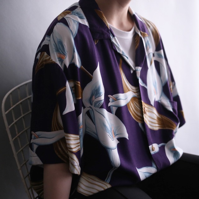 good coloring botanical art pattern loose h/s shirt