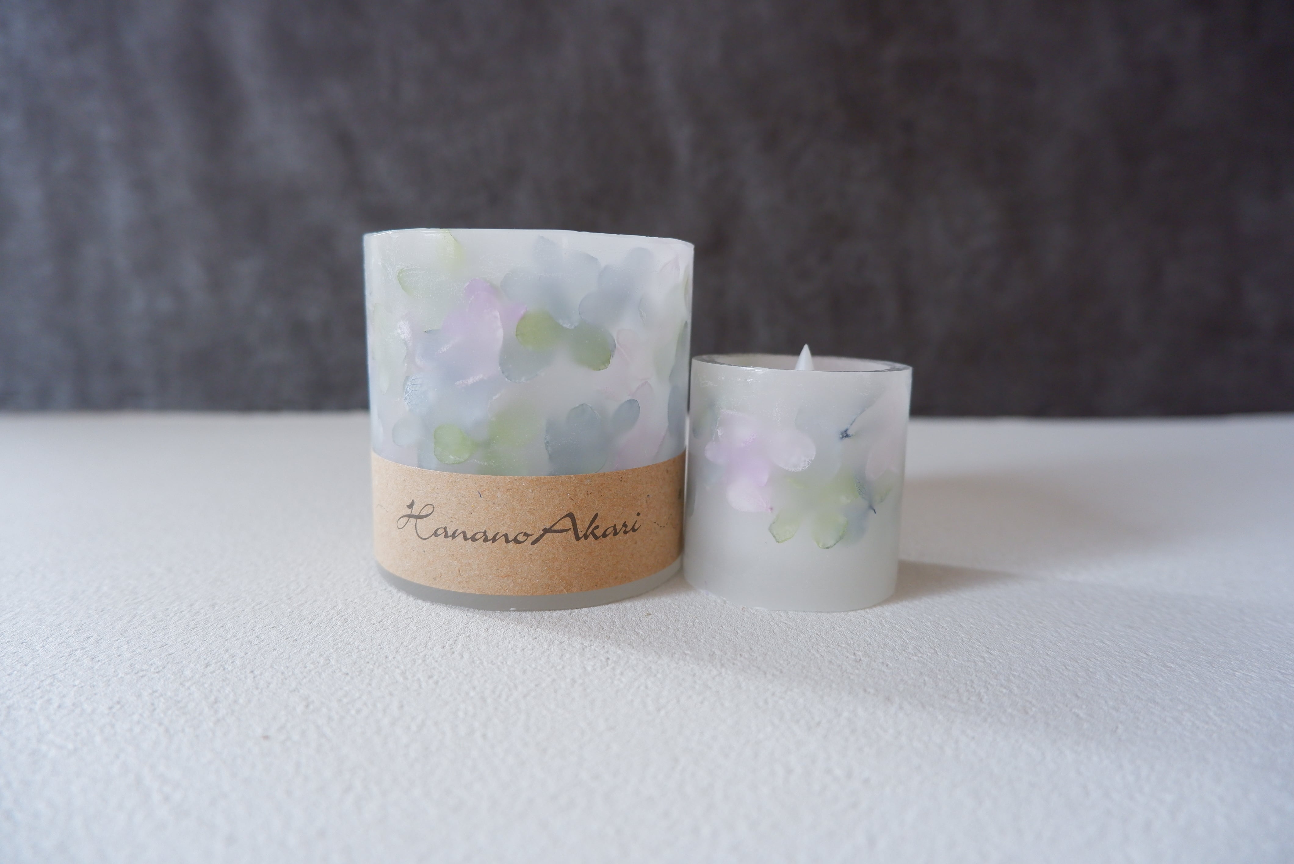 【HANANOAKARI】ボタニカルキャンドルランタン (M・Sセット)アジサイ ブルー系