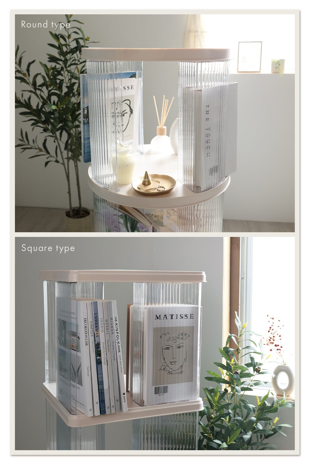 5段】 回転式本棚 図鑑対応 大容量 アクリル ブックシェルフ 推し活