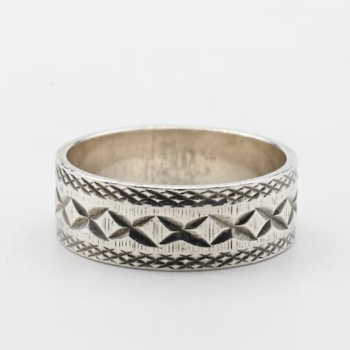 Geometric Cutting Out Design Band Ring #9.5 / England