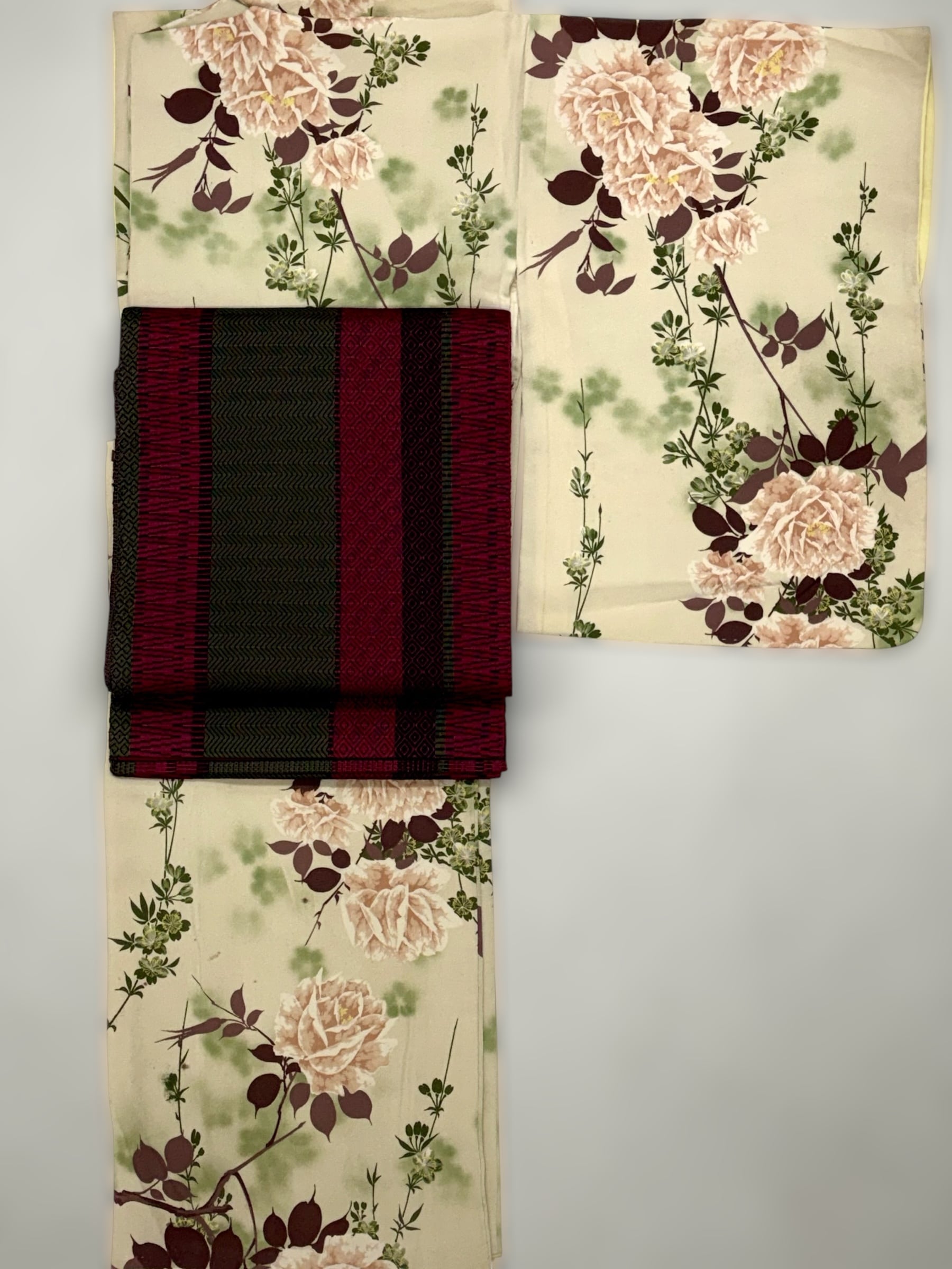 ヴィンテージ 小紋 ベージュ ばら