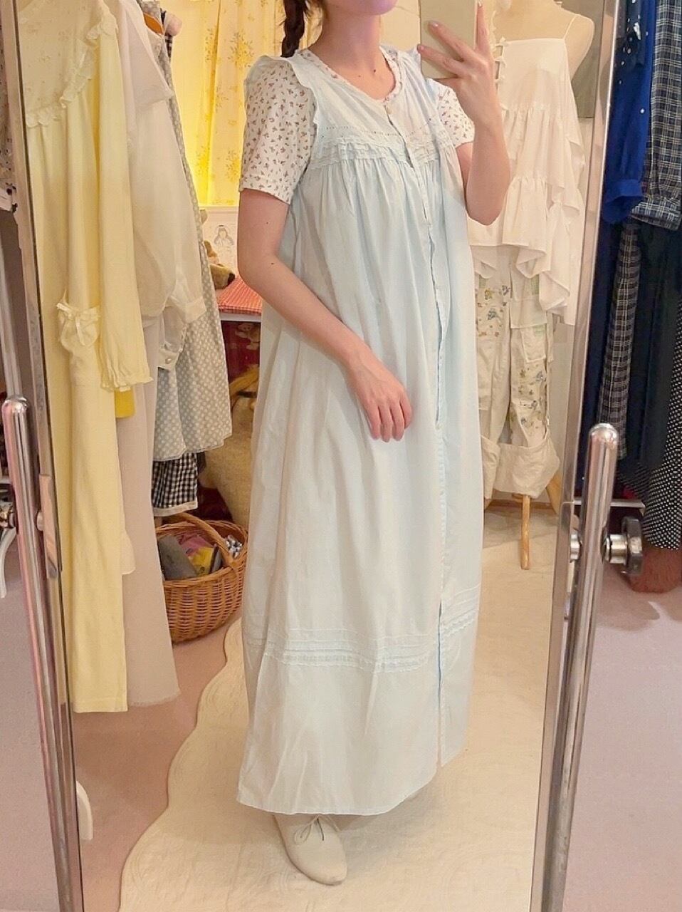 light blue sleeve less one-piece