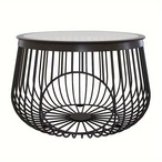 北欧シンプルティーテーブル ＜ブラック＞ サイドテーブル 55×38cmコーヒーテーブル ローテーブル クリエイティブ 丸型 ガラス コーヒーテーブル 北欧 リビングルーム コーヒーテーブル サイドテーブル 鳥かご型 錬鉄製 収納便利