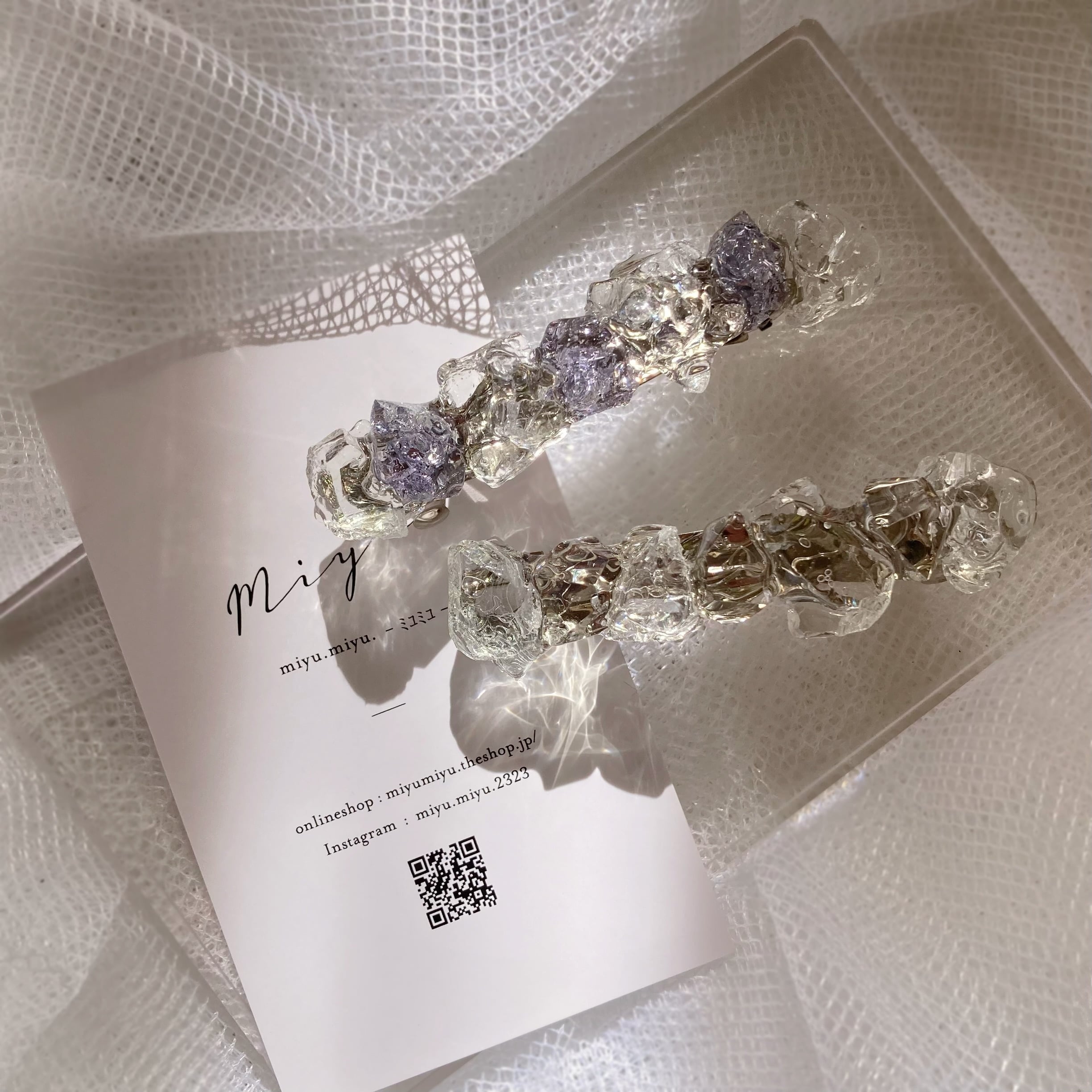 うるうる宝石】バレッタ （clear silver / clear purple） | miyu.miyu
