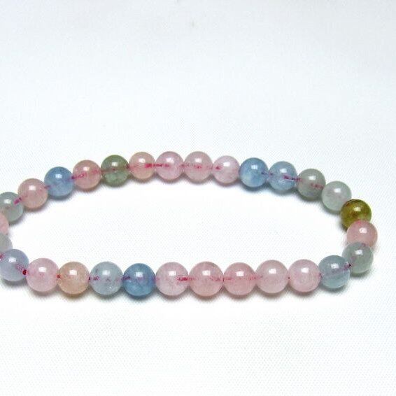 ミックスカラーベリル ブレスレット 6mm 一点物 メール便可 [M便 1/10] 111-48837