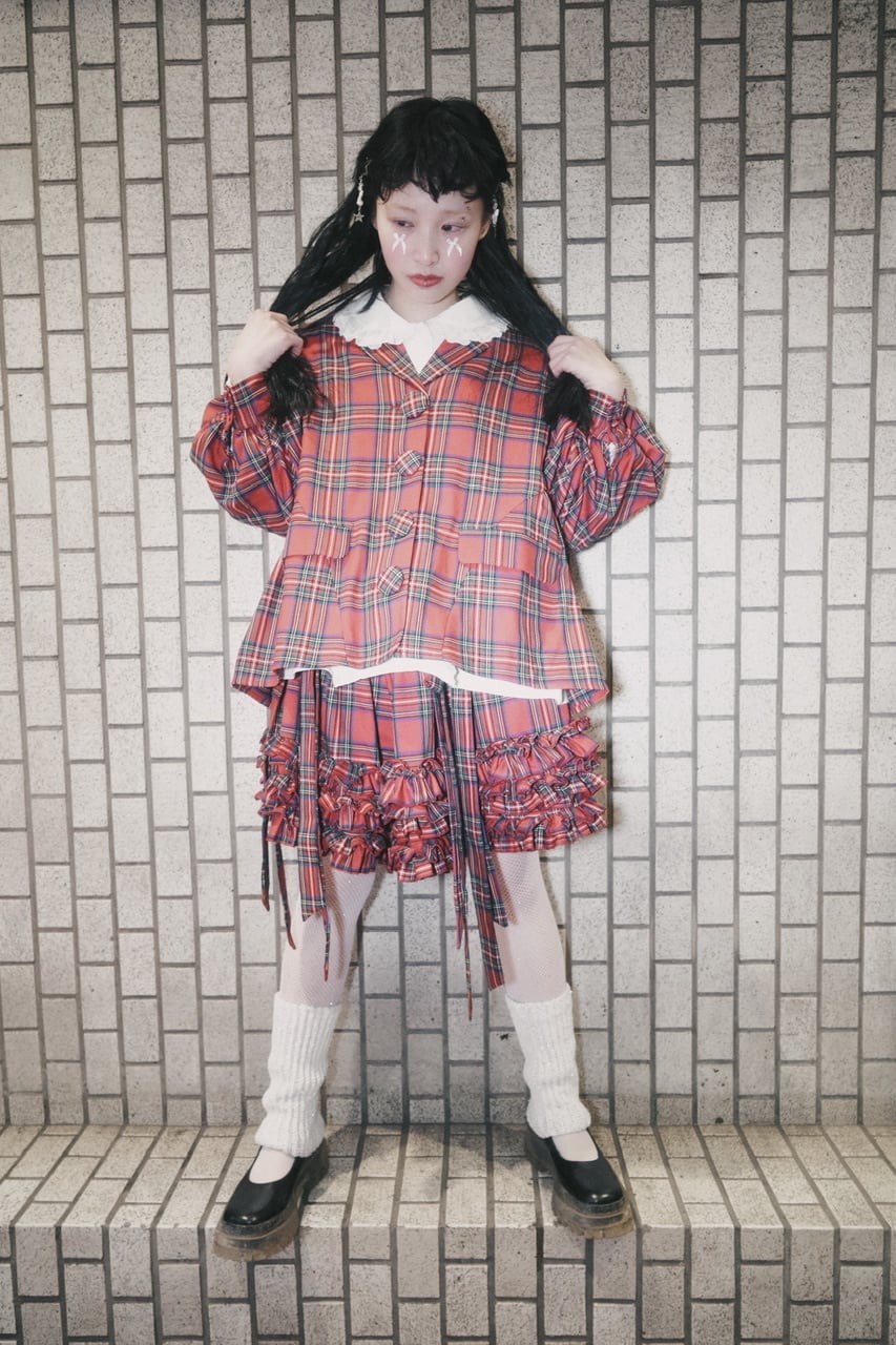 リボンフリルショートパンツ　RED