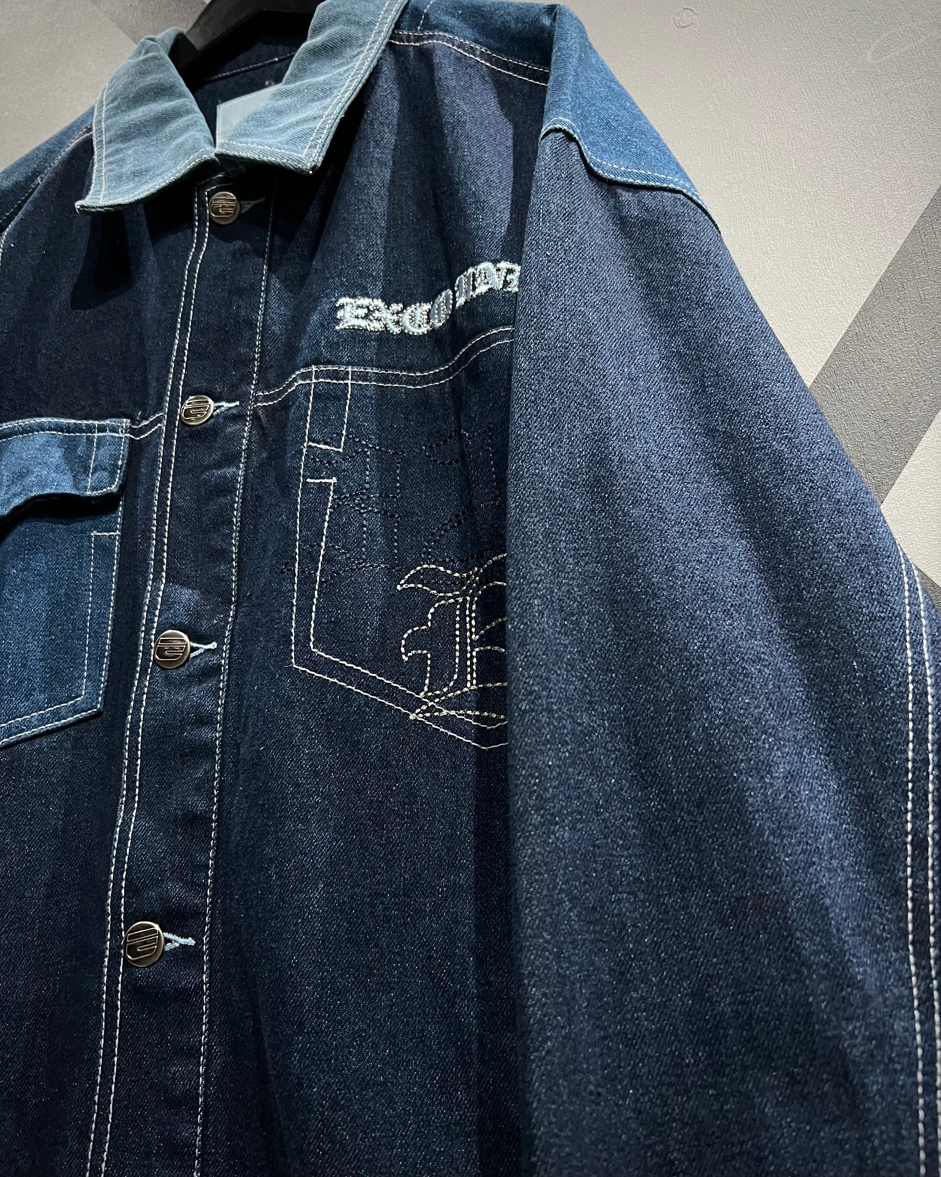 keko　ジージャン　古着 X VINTAGE】“EXCO JEANS” Color Switching Vintage Loose Denim Jacket