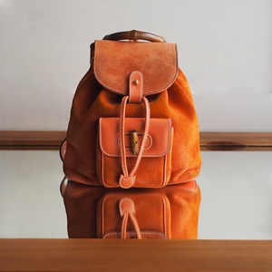90-00s Gucci Bamboo Backpack Suede・Leather