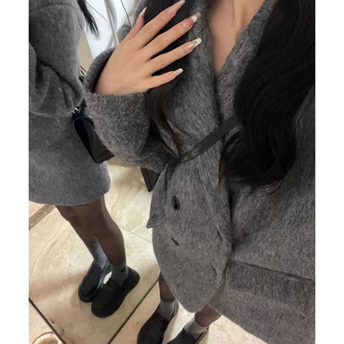 リッチシャギー ミドル丈 ジャケットコート レディース 秋冬 韓国 アウター きれいめ 大人 カジュアル 通勤 ビジネス オフィス おしゃれ 防寒 保温 暖かい 大人可愛い 大人女子